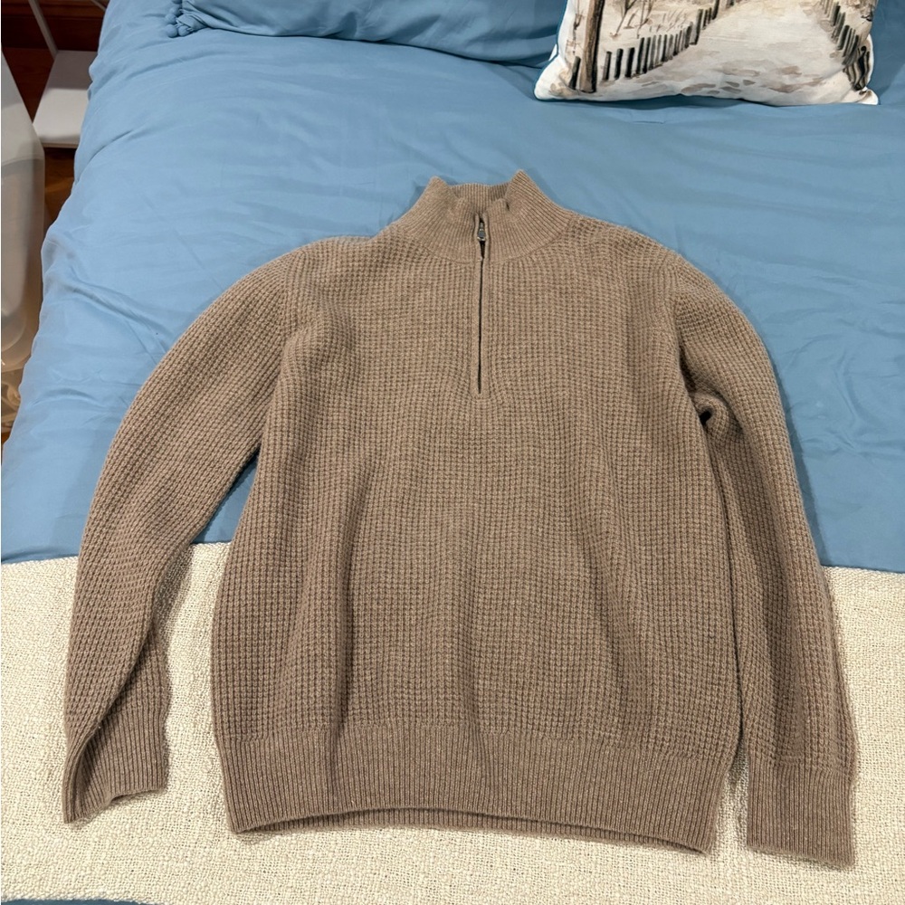 Men's Taupe Zip-Up Sweater